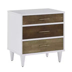 Agatha White and Natural Finish 3-Drawer Nightstand - White - iNSPIRE Q