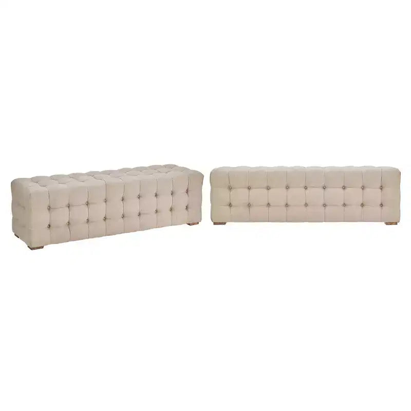 Banc capitonné en lin