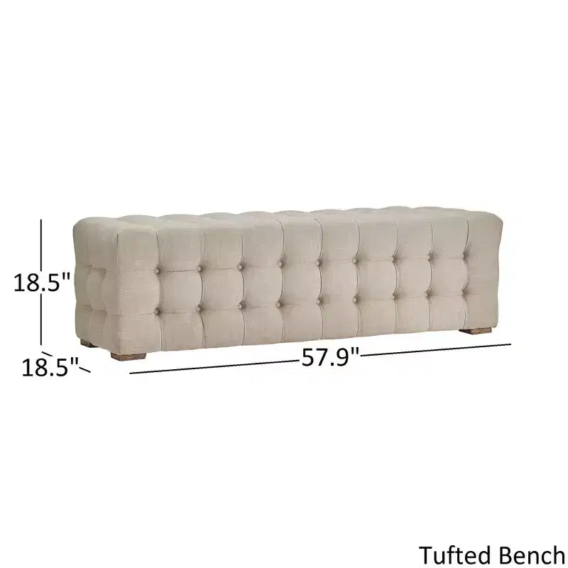Banc capitonné en lin