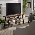 Meuble TV rustique avec base en X, 60 po, brun