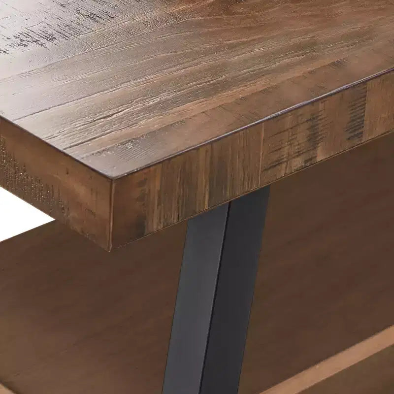 Meuble TV rustique avec base en X, 60 po, brun