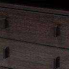 Table de chevet à 2 tiroirs en bois et métal marron/noir avec étagère ouverte