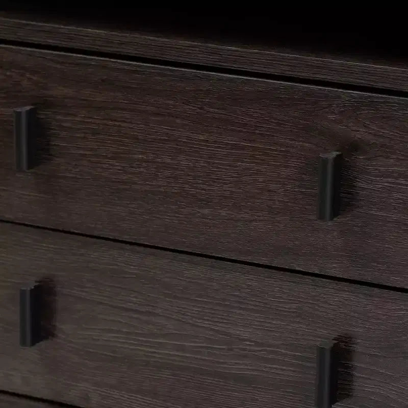Table de chevet à 2 tiroirs en bois et métal marron/noir avec étagère ouverte