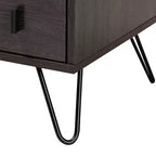 Table de chevet à 2 tiroirs en bois et métal marron/noir avec étagère ouverte