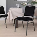Chaise de banquet empilable, vinyle noir avec cadre veiné argenté