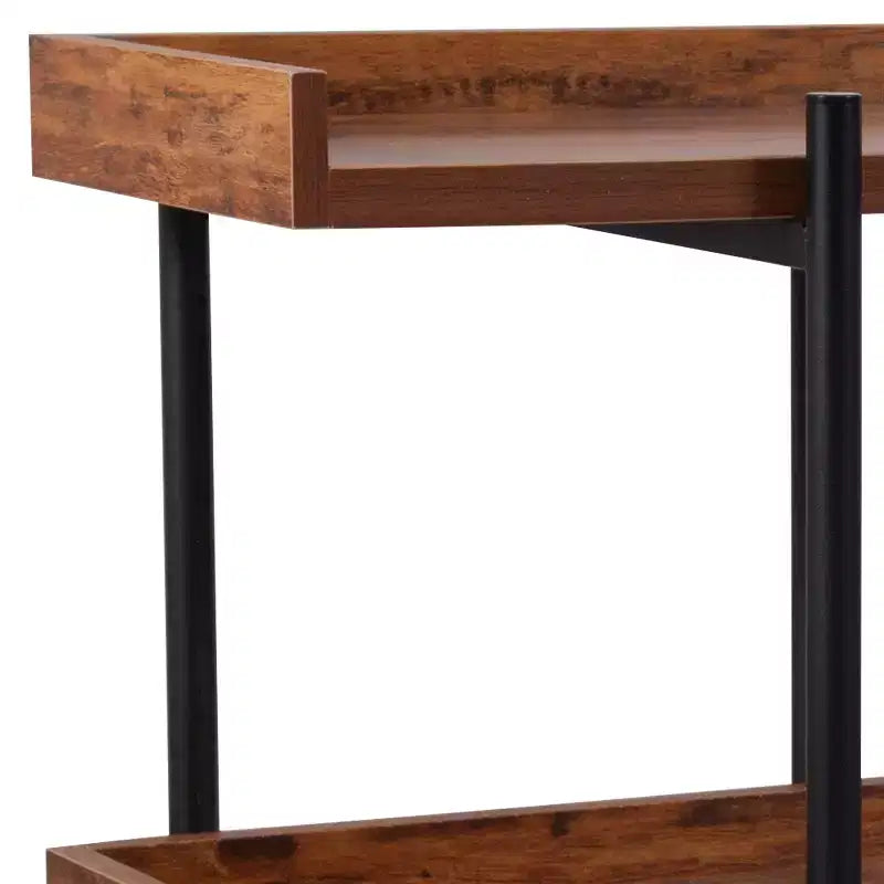 Bibliothèque rustique en grain de bois à 3 étagères, 89 cm H
