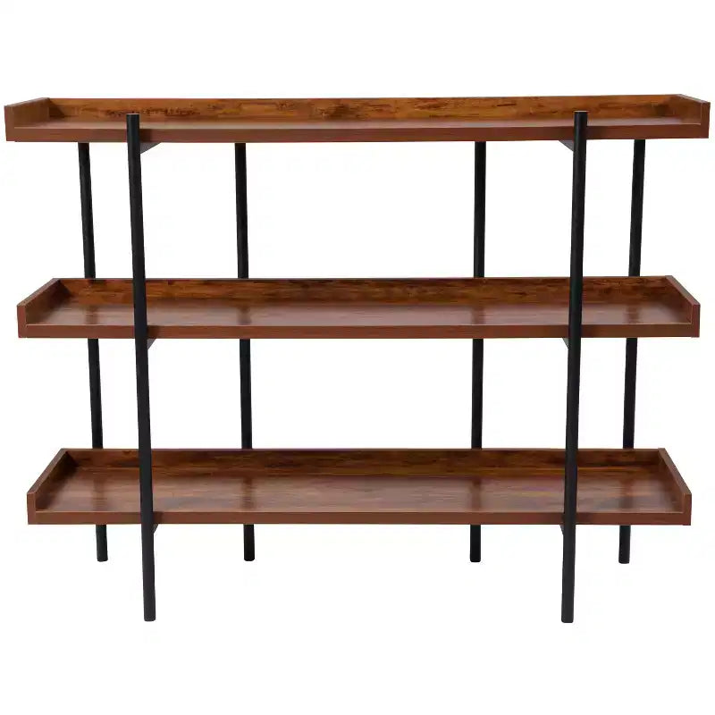 Bibliothèque rustique en grain de bois à 3 étagères, 89 cm H