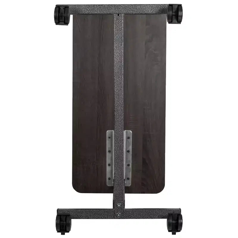 Table de lit roulante réglable avec roulettes, finition chêne foncé