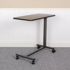 Table de lit roulante réglable avec roulettes, finition chêne foncé