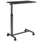Table de lit roulante réglable avec roulettes, finition chêne foncé