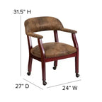 Chaise de conférence en vinyle noir avec clous décoratifs et roulettes