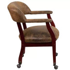 Chaise de conférence en vinyle noir avec clous décoratifs et roulettes