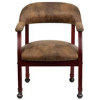 Chaise de conférence en vinyle noir avec clous décoratifs et roulettes