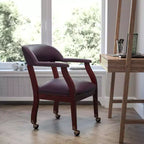 Chaise de conférence en vinyle noir avec clous décoratifs et roulettes