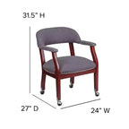 Chaise de conférence en vinyle noir avec clous décoratifs et roulettes