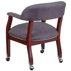 Chaise de conférence en vinyle noir avec clous décoratifs et roulettes