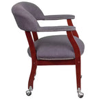 Chaise de conférence en vinyle noir avec clous décoratifs et roulettes