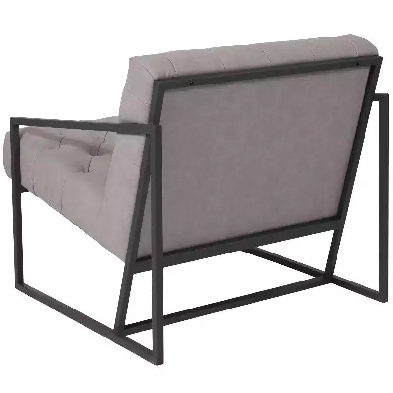 Fauteuil de salon capitonné en cuir reconstitué avec accoudoirs inclinés