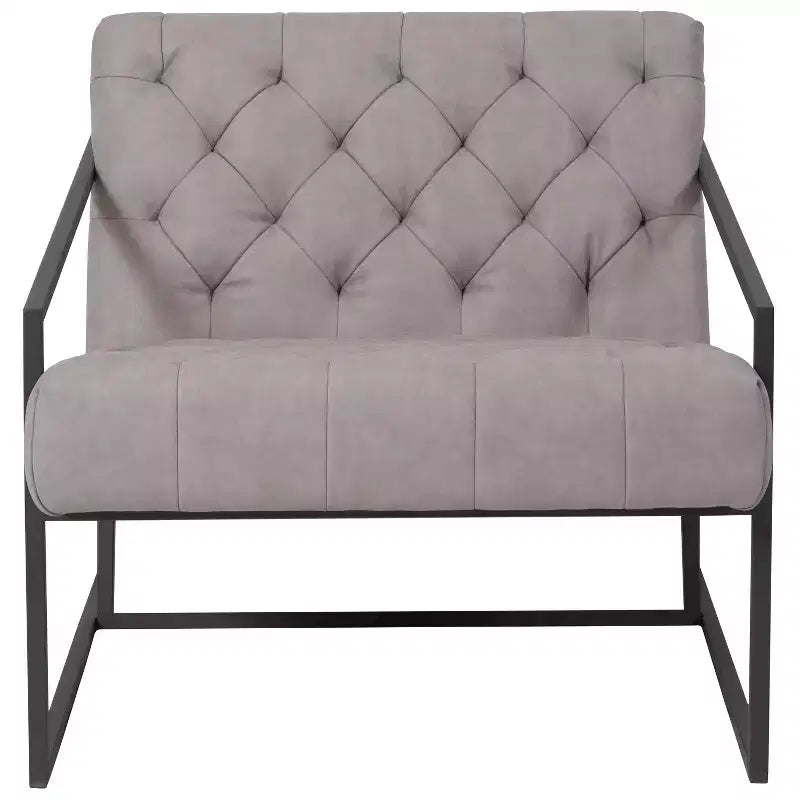 Fauteuil de salon capitonné en cuir reconstitué avec accoudoirs inclinés
