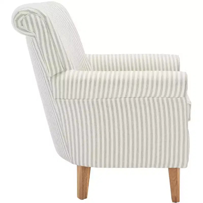 Fauteuil Club Rembourré, Imprimé Floral Rouge et Blanc, Coton/Lin