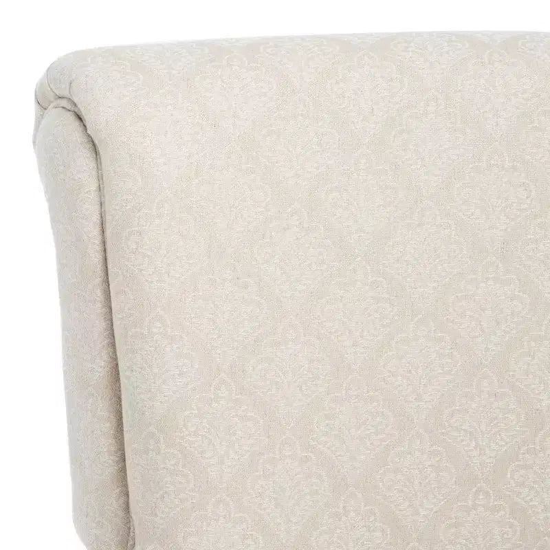 Fauteuil Club Rembourré, Imprimé Floral Rouge et Blanc, Coton/Lin