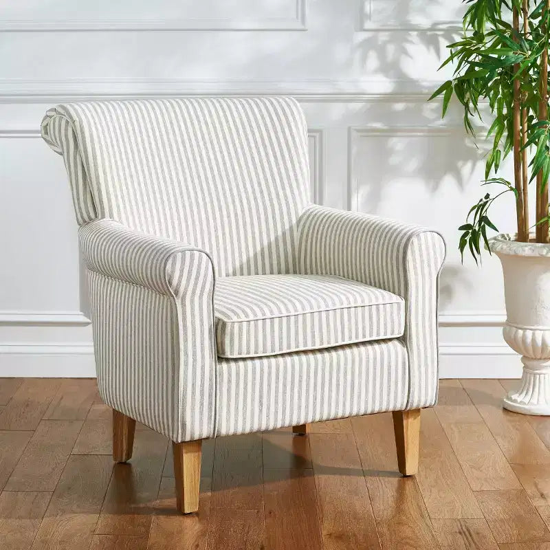 Fauteuil Club Rembourré, Imprimé Floral Rouge et Blanc, Coton/Lin