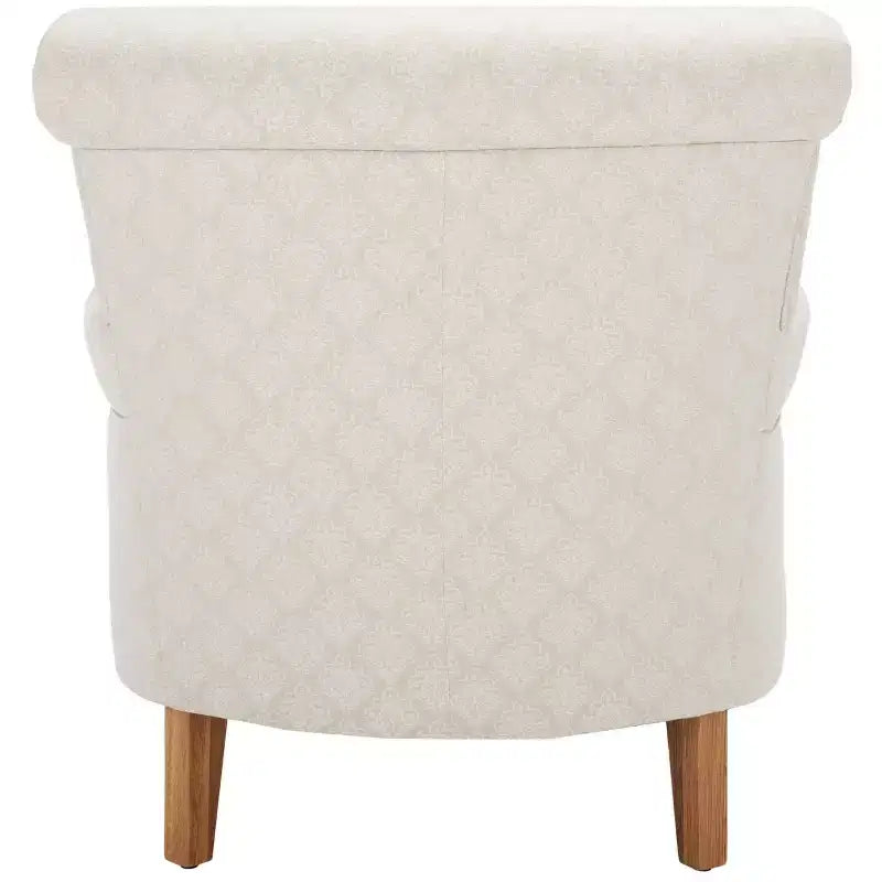 Fauteuil Club Rembourré, Imprimé Floral Rouge et Blanc, Coton/Lin