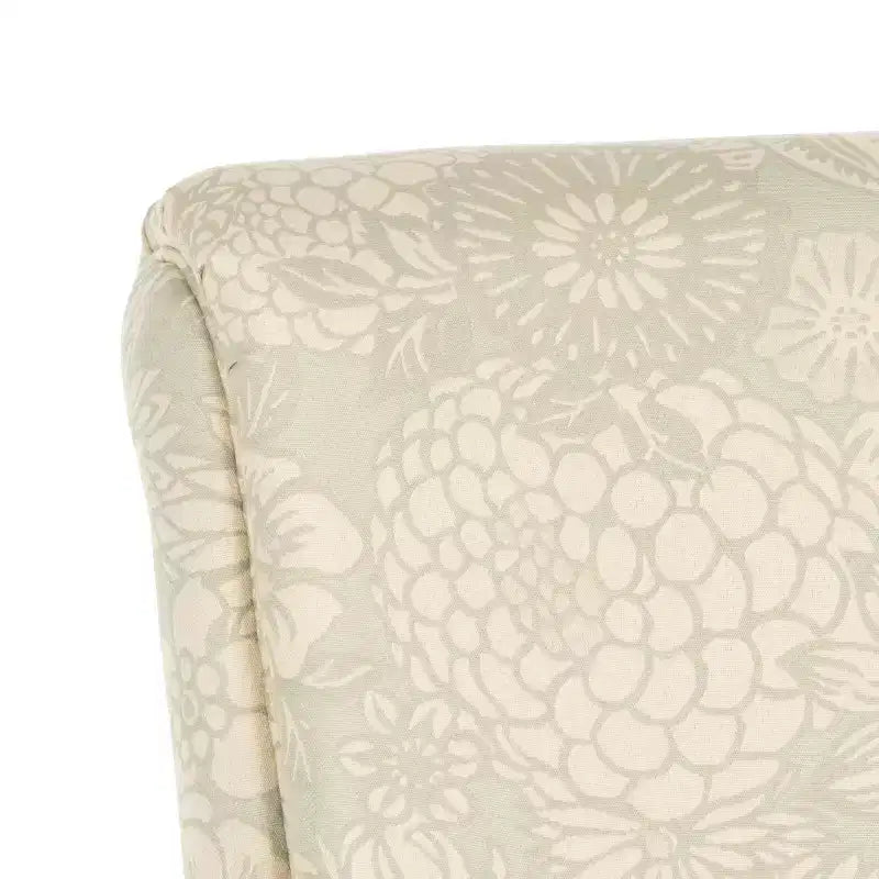 Fauteuil Club Rembourré, Imprimé Floral Rouge et Blanc, Coton/Lin