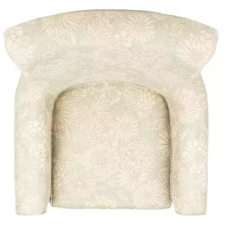 Fauteuil Club Rembourré, Imprimé Floral Rouge et Blanc, Coton/Lin