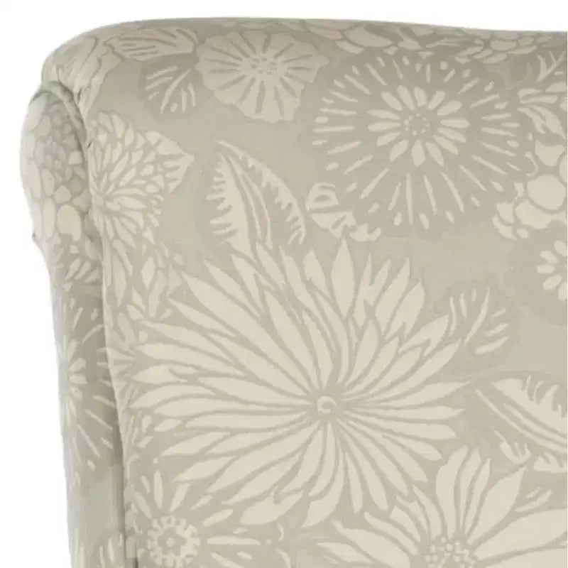 Fauteuil Club Rembourré, Imprimé Floral Rouge et Blanc, Coton/Lin