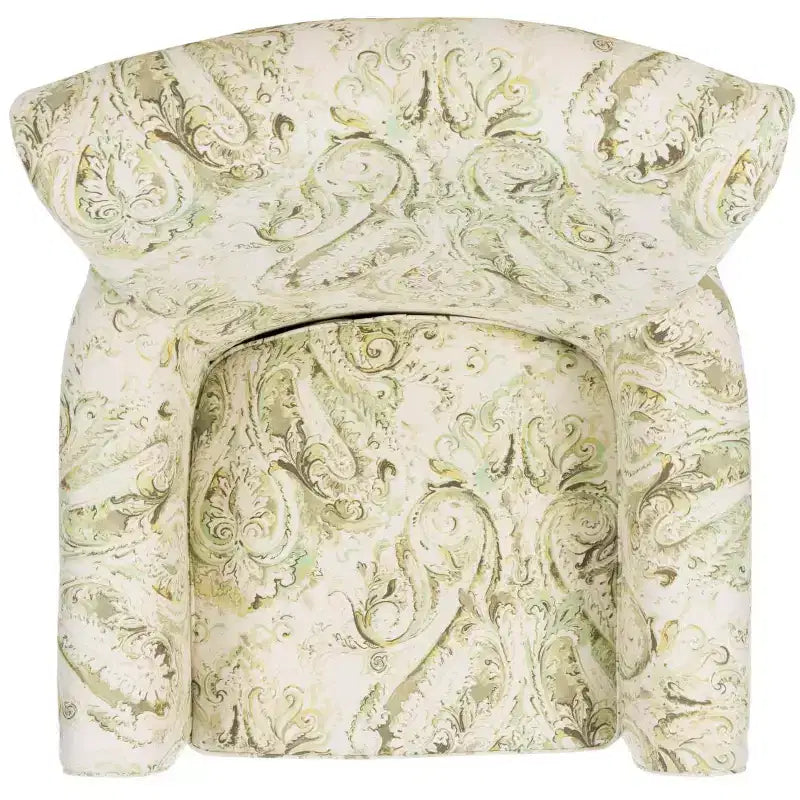 Fauteuil Club Rembourré, Imprimé Floral Rouge et Blanc, Coton/Lin