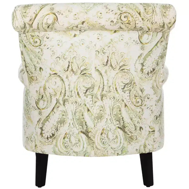 Fauteuil Club Rembourré, Imprimé Floral Rouge et Blanc, Coton/Lin