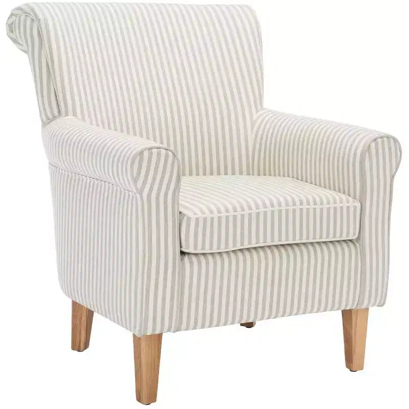 Fauteuil Club Rembourré, Imprimé Floral Rouge et Blanc, Coton/Lin