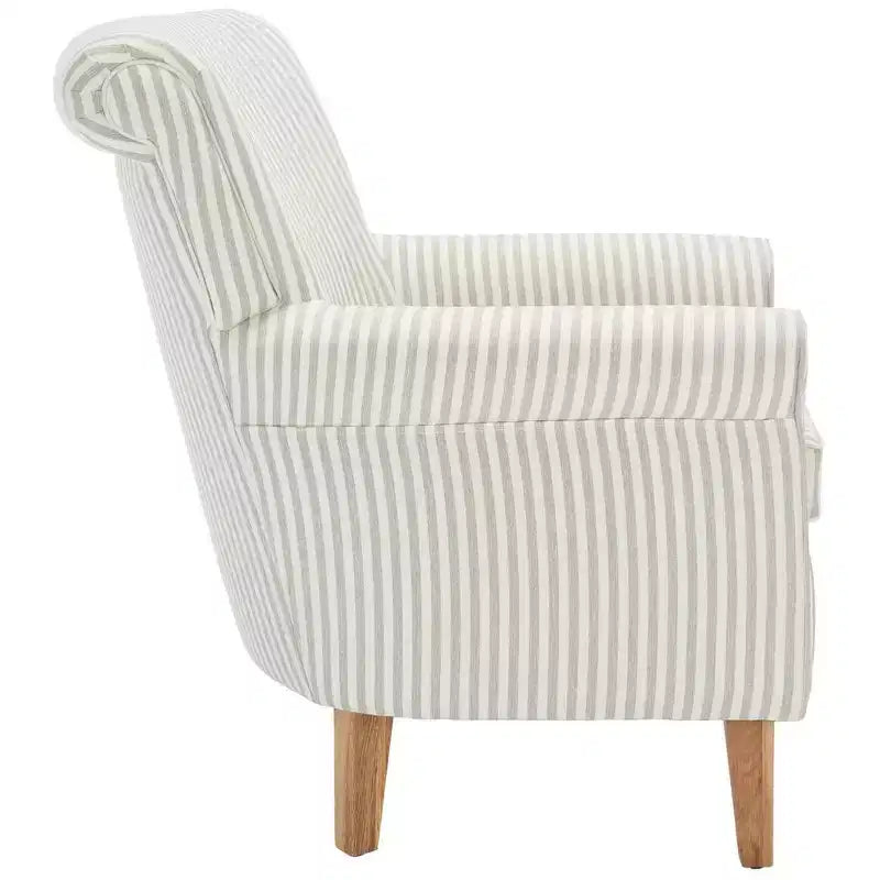 Fauteuil Club Rembourré, Imprimé Floral Rouge et Blanc, Coton/Lin