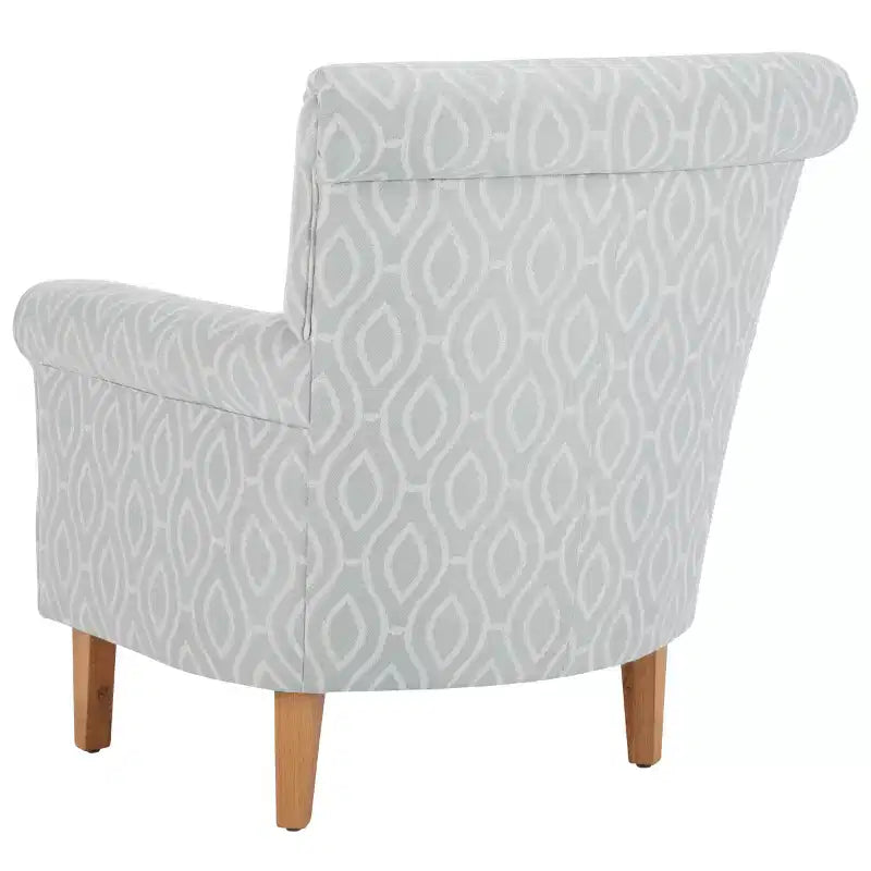 Fauteuil Club Rembourré, Imprimé Floral Rouge et Blanc, Coton/Lin