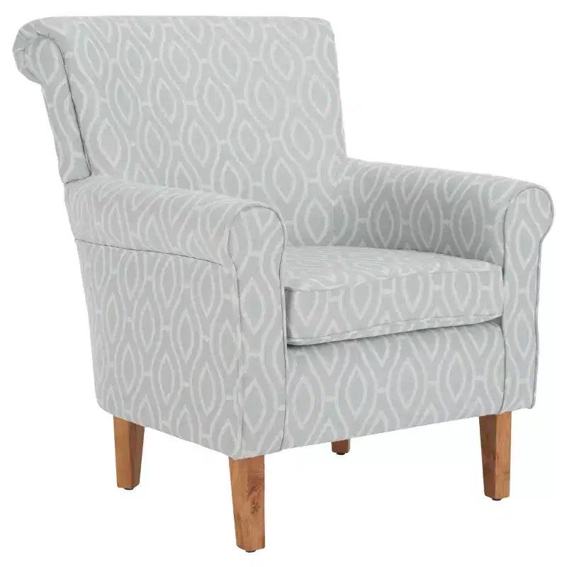 Fauteuil Club Rembourré, Imprimé Floral Rouge et Blanc, Coton/Lin