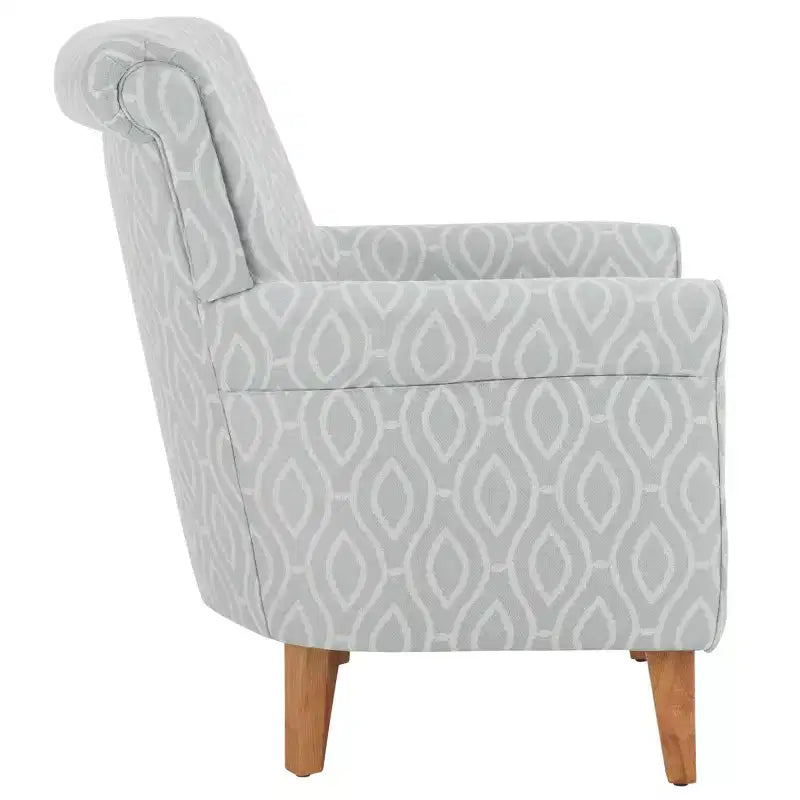 Fauteuil Club Rembourré, Imprimé Floral Rouge et Blanc, Coton/Lin