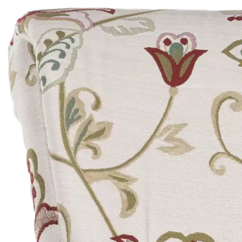 Fauteuil Club Rembourré, Imprimé Floral Rouge et Blanc, Coton/Lin