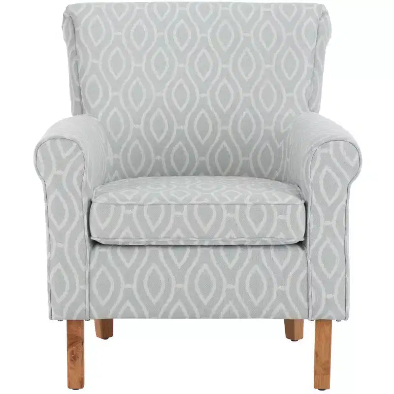 Fauteuil Club Rembourré, Imprimé Floral Rouge et Blanc, Coton/Lin