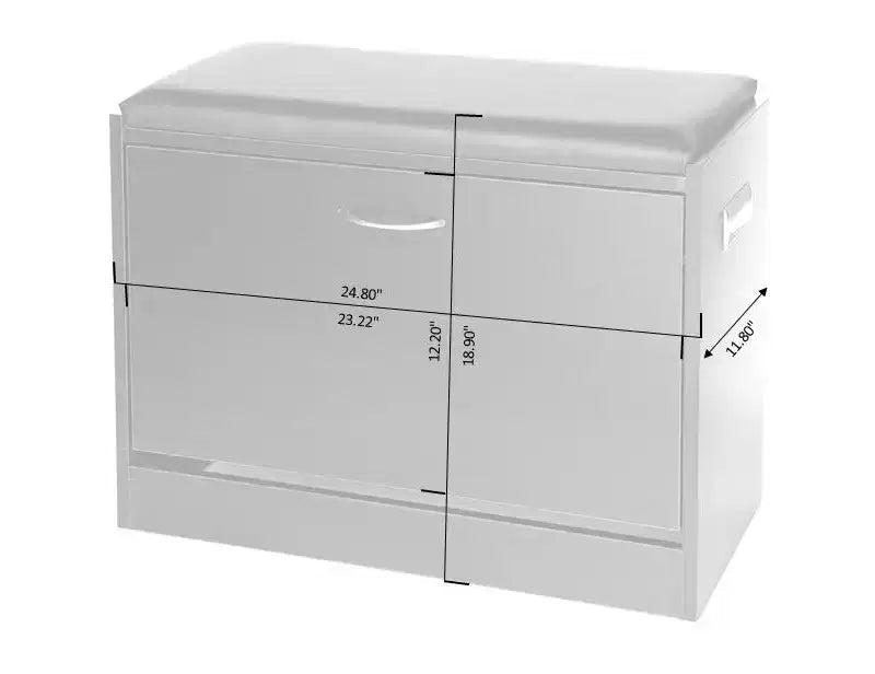 Banc de rangement pour chaussures en bois noir avec coussin en cuir