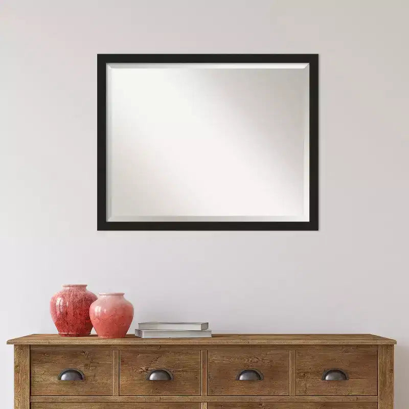 Miroir mural de salle de bain à cadre noir brossé fin