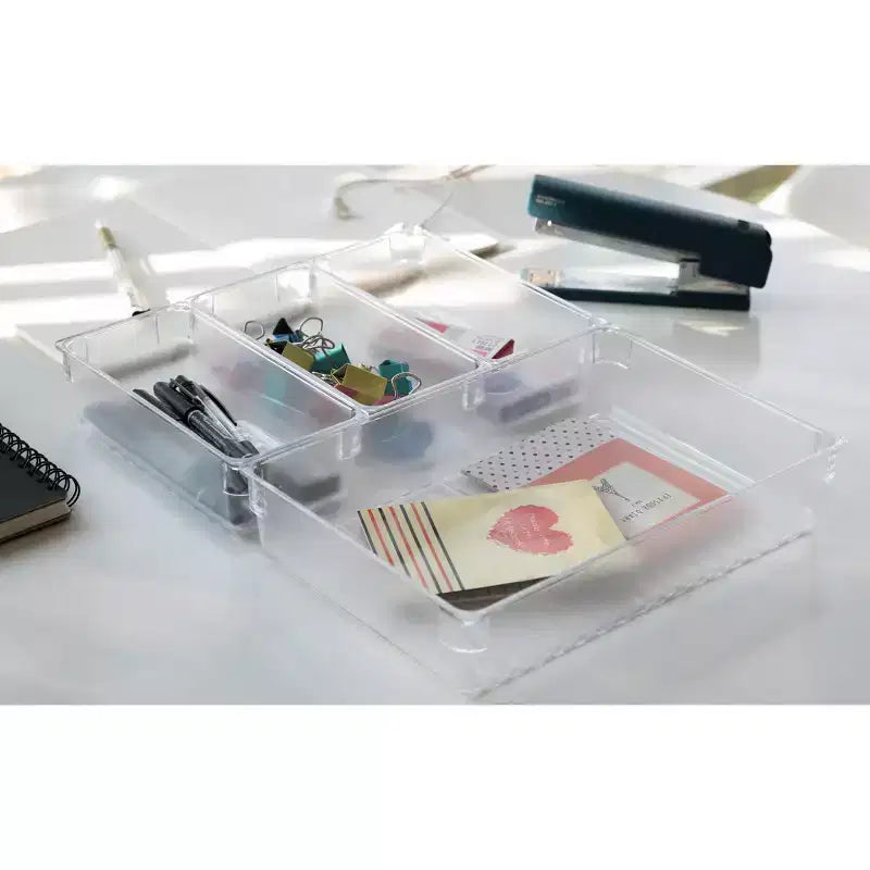 Organisateurs de tiroirs en plastique transparent, lot de 4