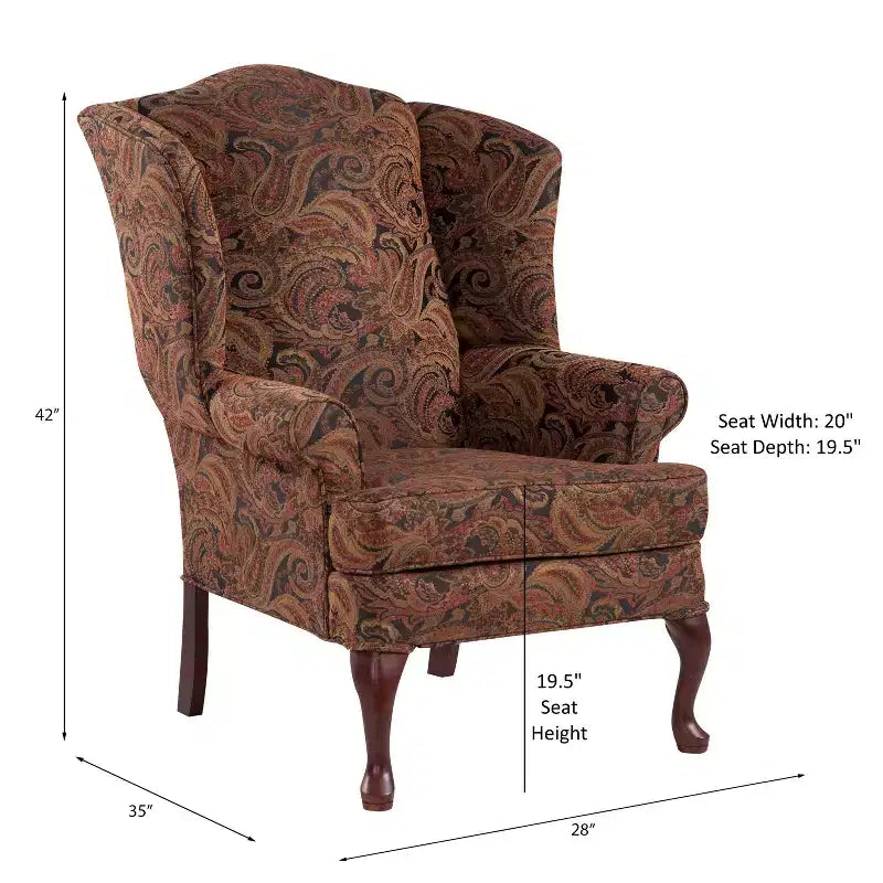 Fauteuil à oreilles traditionnel, revêtement en polyester