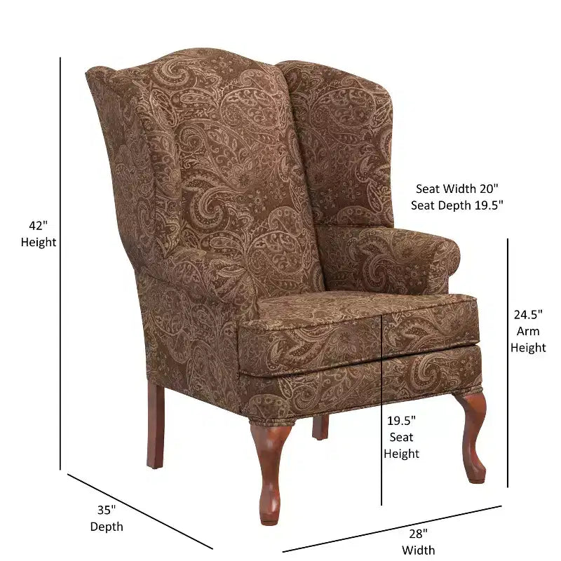Fauteuil à oreilles traditionnel, revêtement en polyester