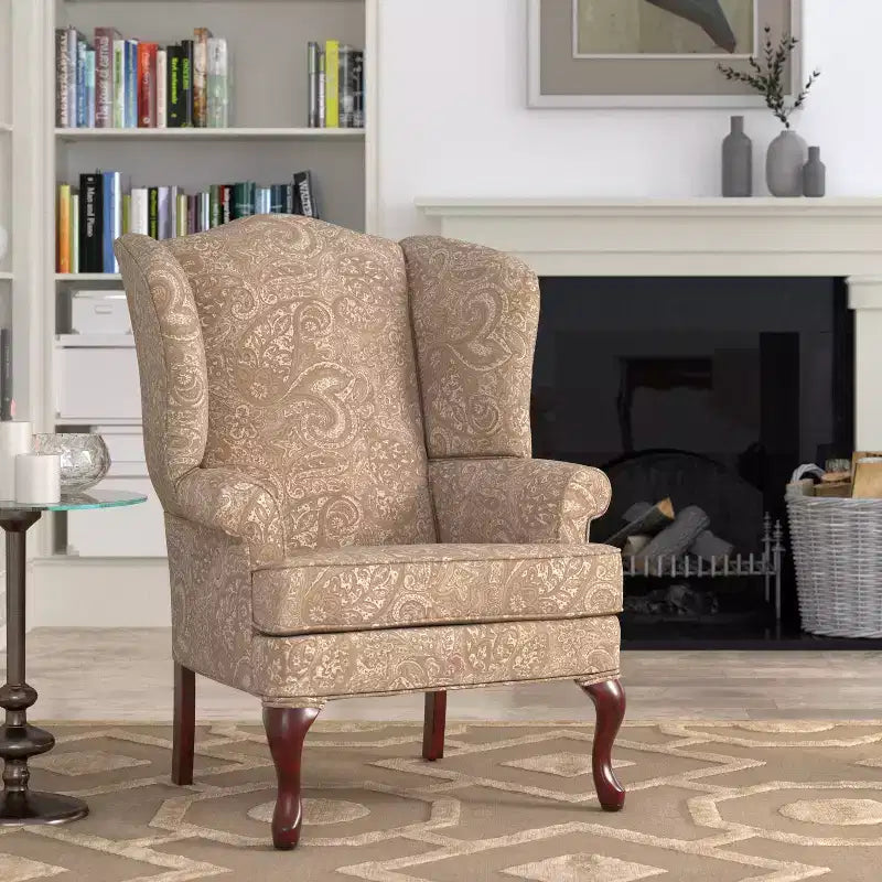 Fauteuil à oreilles traditionnel, revêtement en polyester