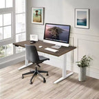 Bureau assis-debout électrique à deux moteurs avec plateau de 140 cm, blanc