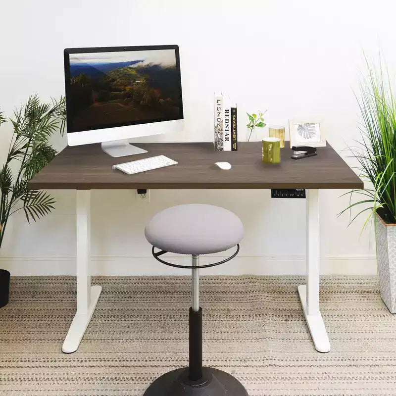 Bureau assis-debout électrique à deux moteurs avec plateau de 140 cm, blanc