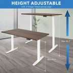 Bureau assis-debout électrique à deux moteurs avec plateau de 140 cm, blanc
