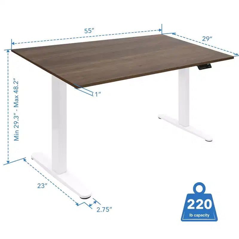 Bureau assis-debout électrique à deux moteurs avec plateau de 140 cm, blanc