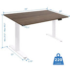 Bureau assis-debout électrique à deux moteurs avec plateau de 140 cm, blanc